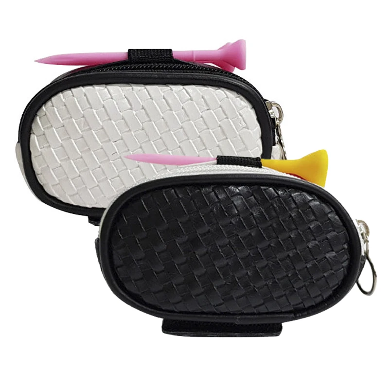 New style Golf tool bag mini golf ball storage bag with zipper Golf Pouch Leather Accessories Ball Bag White black  Custom