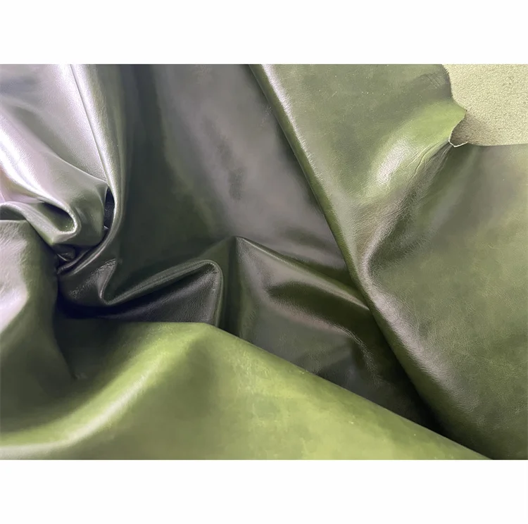 Oiled wax green crazy horse leather cow skin 1.1-1.3mm thickness for making bags