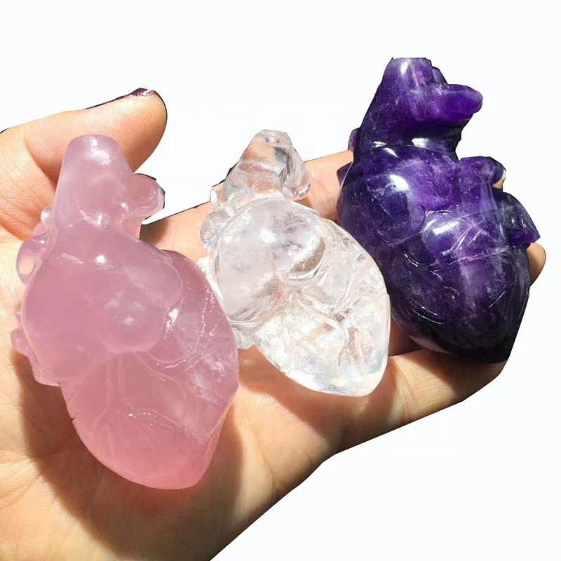 Wholesale Natural Crystal Human Heart Shape Hand Carved Crystal Quartz Heart For Decoration