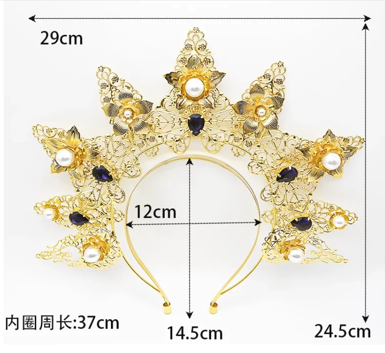 Custom Make Lorita Goddess Sun Halo Crown Headband Gothic Retro Mary Baroque Hair Accessories