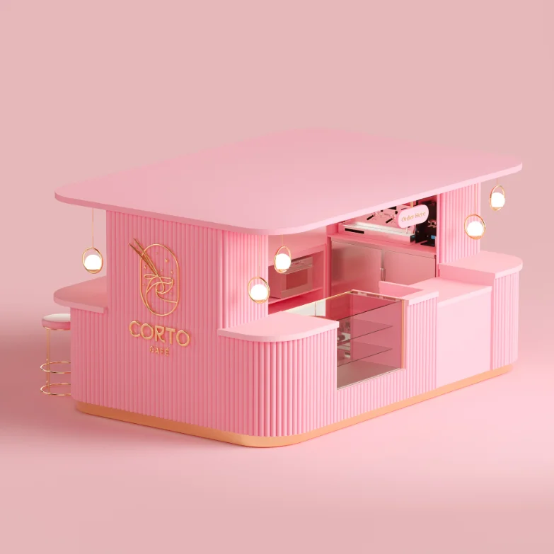 Bubble Tea Kiosk Hot Mall Food Mobile Kiosk Drink Juice Bar Display Counter Furniture showcase For Cafe Kiosk