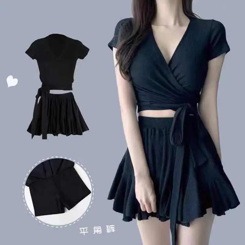 2024 New White Color Popular Swimwear Dress Conservative Cover Belly Thin Split Skirt Hot Spring Swimming Suit Swimwear Clothes