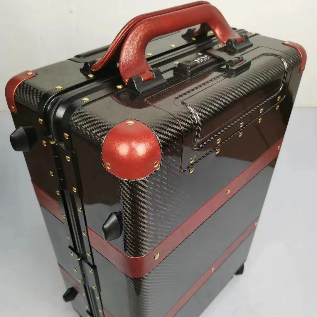 Custom Size 100% Carbon Fiber Light Suitcase with Spinner Wheel, Self Weighing Suitcase