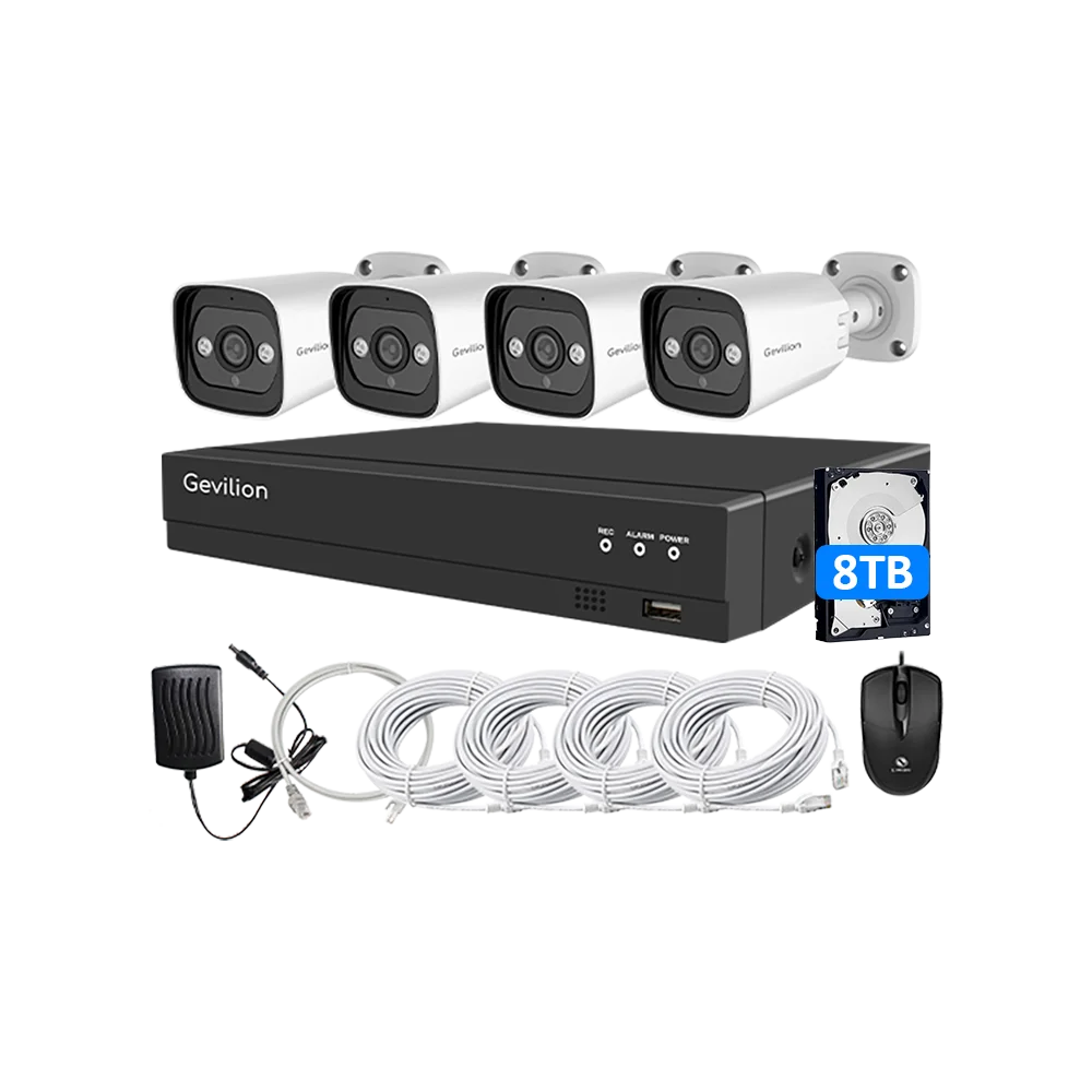 H.265 3.6mm 3.0MP 5.0MP 8.0MP 4CH Home Cctv Security System IP Surveillance Cameras Outdoor NVR POE Kit Cctv Camera System
