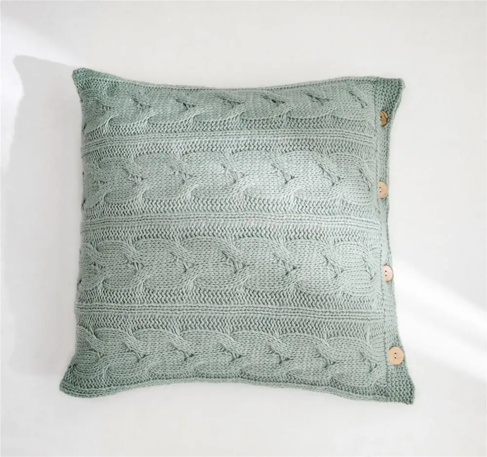 Nordic Solid Cotton Knit Crochet Throw Pillow Case Cushion Cover Modern Home Decor