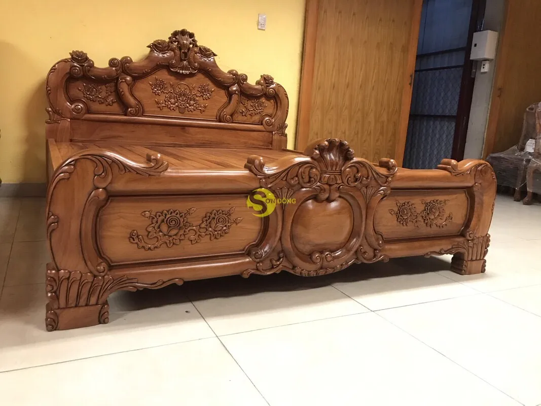 Королевская роскошная кровать/классическая двойная спальня из натурального дерева