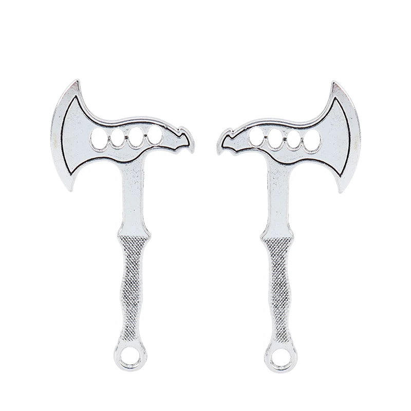 Antique Silver Axe Hatchet Charms Pendants Double Sided for Necklace Jewelry Findings Making 59x28mm
