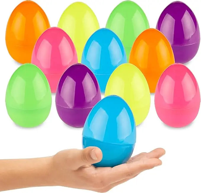 Empty Plastic Eggs Fillable with Candy, Treats, Presents for Toy Basket - Easter Decorations, Toy Egg Basket