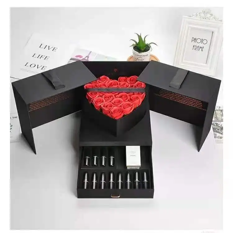 Wholesale Flower Boxes Gift Packing I Love U Flower Box For Valentines Surprise Bouquet Box With Drawer