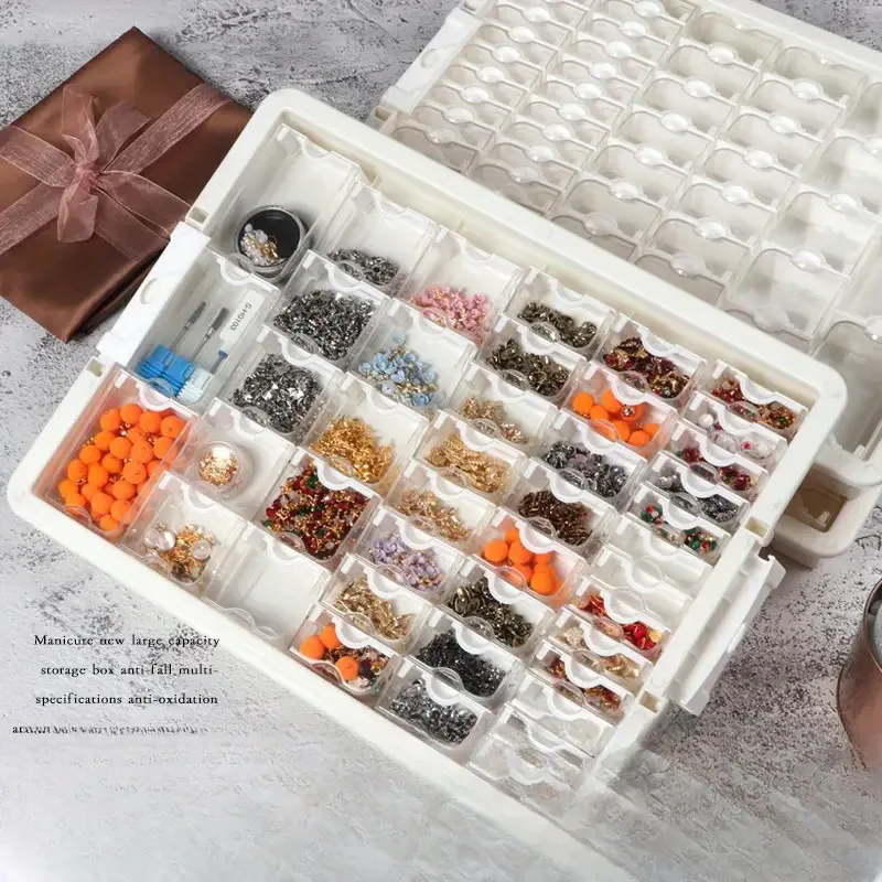 Hot Sale Compartment Plastic Storage Bead Box Makeup Earring Jewelry Storage Box Detachable Design