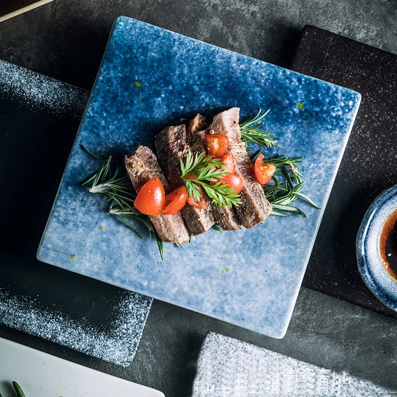 Japanese Restaurant Square Porcelain Platters Serving Tray Japanese Ceramic Sashimi Plate Sushi Plate