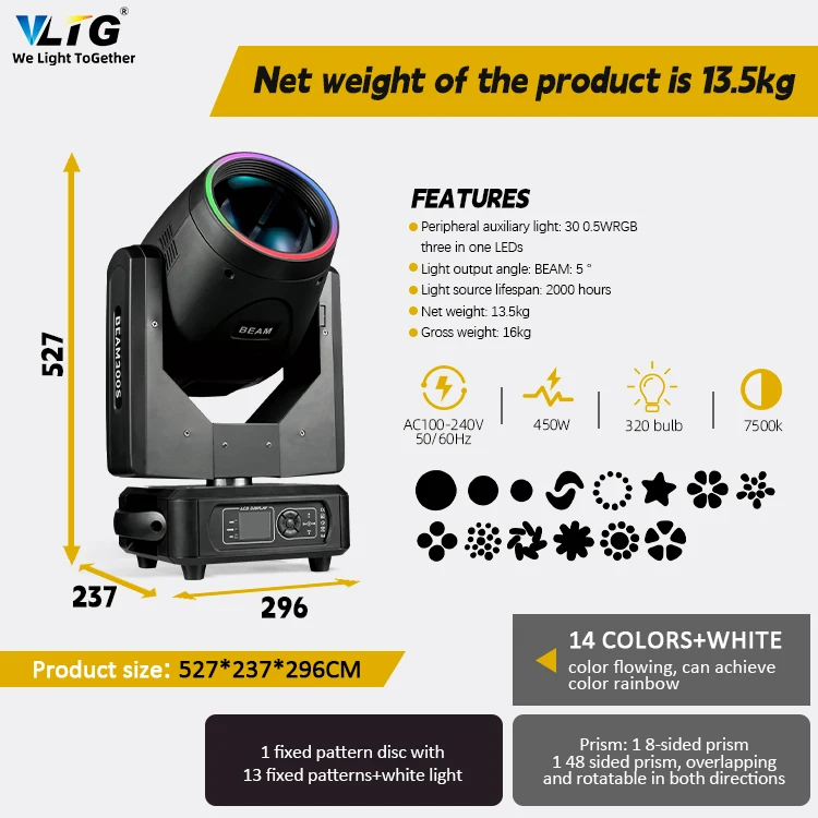 Sharpy Beam N295 Cabezas Mobiles 14R Eu Stockholm Tx Light Moving Head With Ring Effect Stage 295W