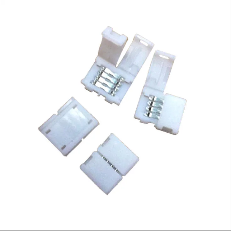 Solderless Adapter 4Pin Conductor Strip Connector for 10mm Wide 5050 RGB LED Strip Light