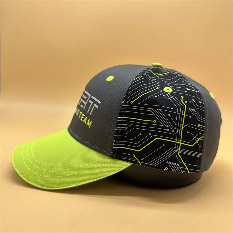 custom cotton raised 3D rubber print digital print colorful racing baseball cap