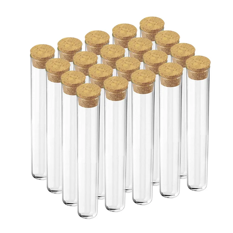 Bath Salts Candy Storage Plant Propagation 20 pcs Glass Test Tubes 25 x 200 mm 80 ml Round Bottom Test Tubes with Cork Stoppers