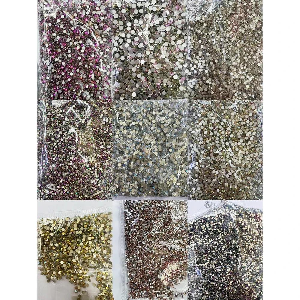 Hot sale ss6-ss30 Glass Transparent Rhinestones Non Hotfix Bulk Ab Crystal Flatback Cut Rhinestone Press On Nail arts