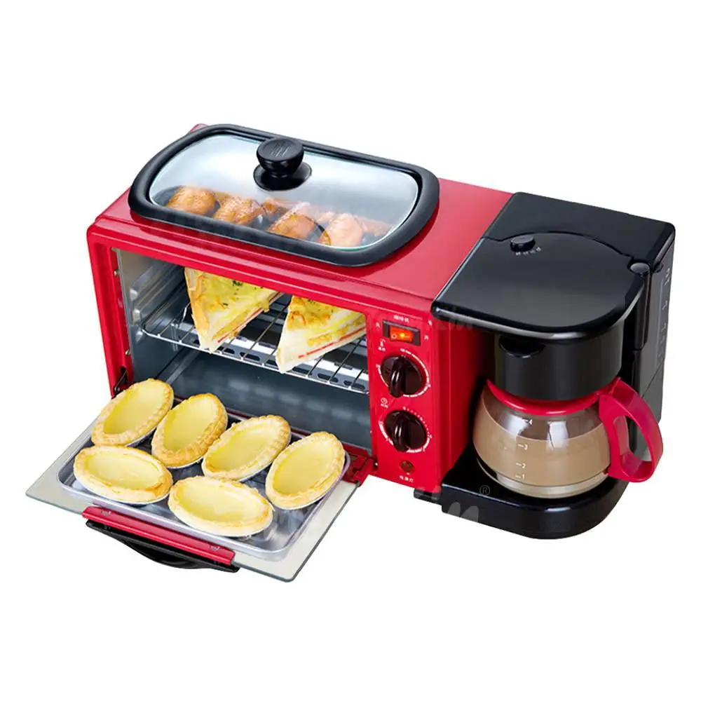 New Design Portable Household 3 in 1 Breakfast Maker With Pot Frying Pan Toaster Oven