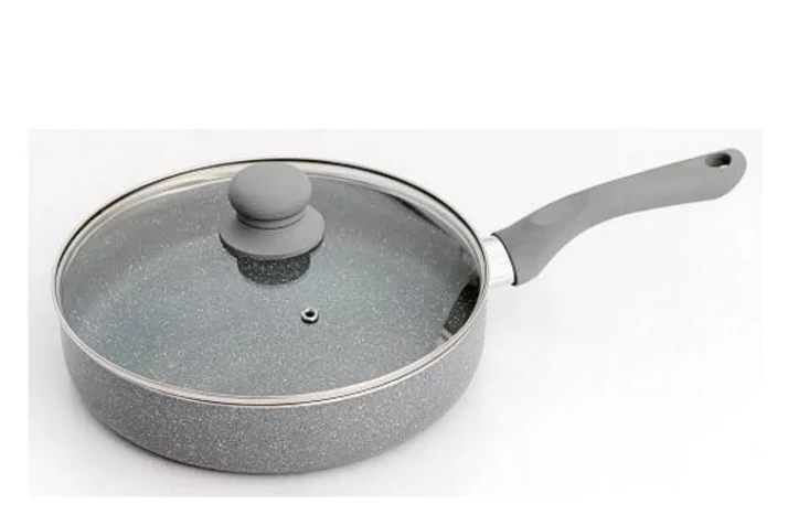 Customized aluminum nonstick coating oven safe wok pan Promotional press aluminum metal coating with long handle wok pan