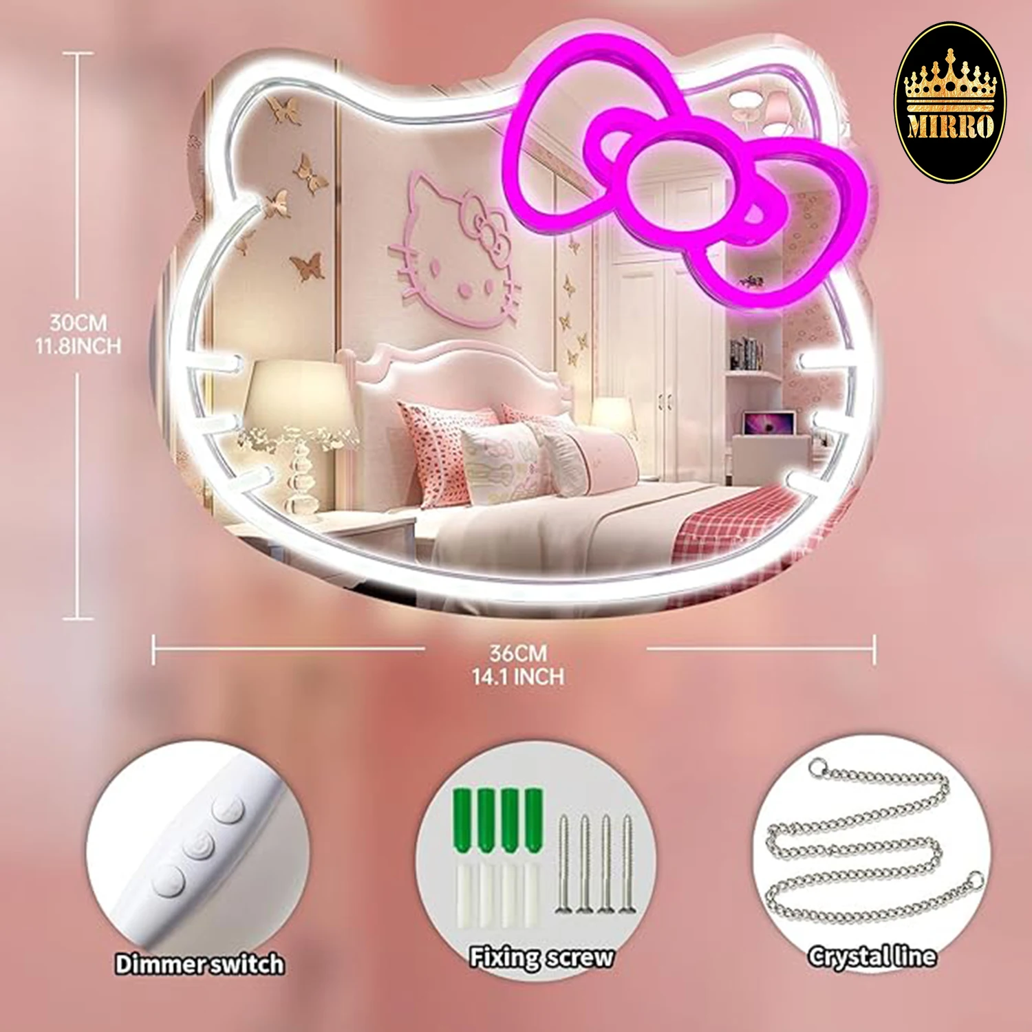 custom morden simple livingroom decorative full boay irregular large wall home decor hello kitty led salon mirror miroir spiegel