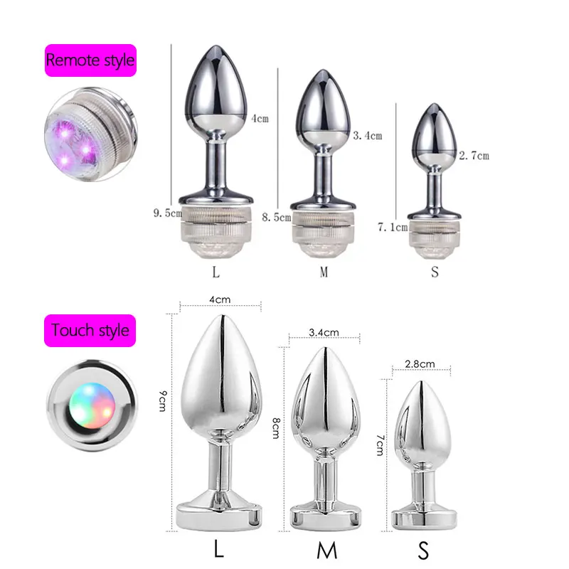 Multicolour Led Anal Plug Metal Plug With Light Sex Toy For Couple Luminous Cork Prostate Massage Buttplug Tail Erotic Toys