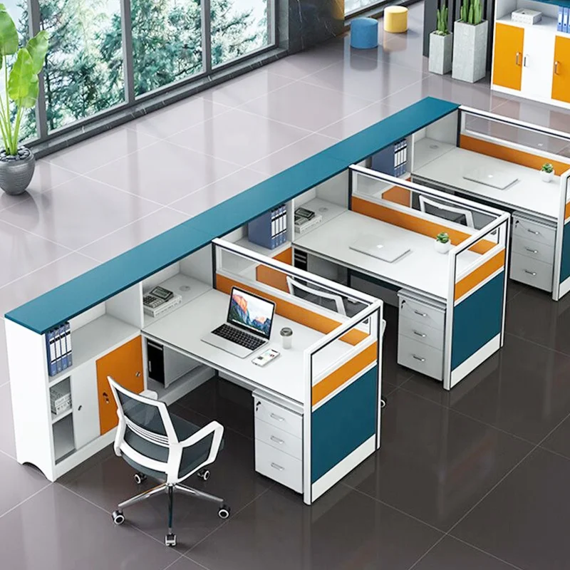 Factory 2 4 6 person seat modular cubicle curved office staff table office desk  furniture partition workstation
