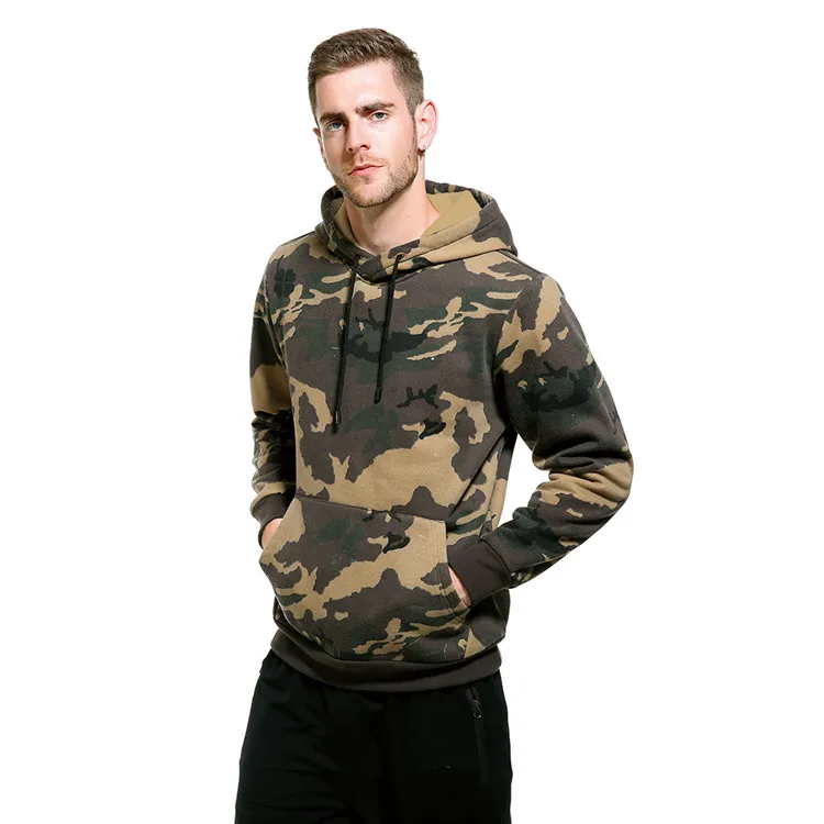 Men Custom Logo High Quality Oversized Camouflage Pullover Sweatshirt Gym Hoodies