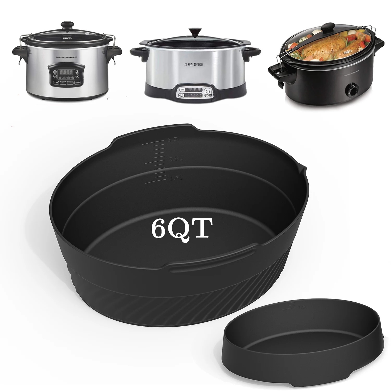 2023 New All in one fit 6 quart reusable Slow Cooker Liners Foldable leakproof silicone crockpot divider liner