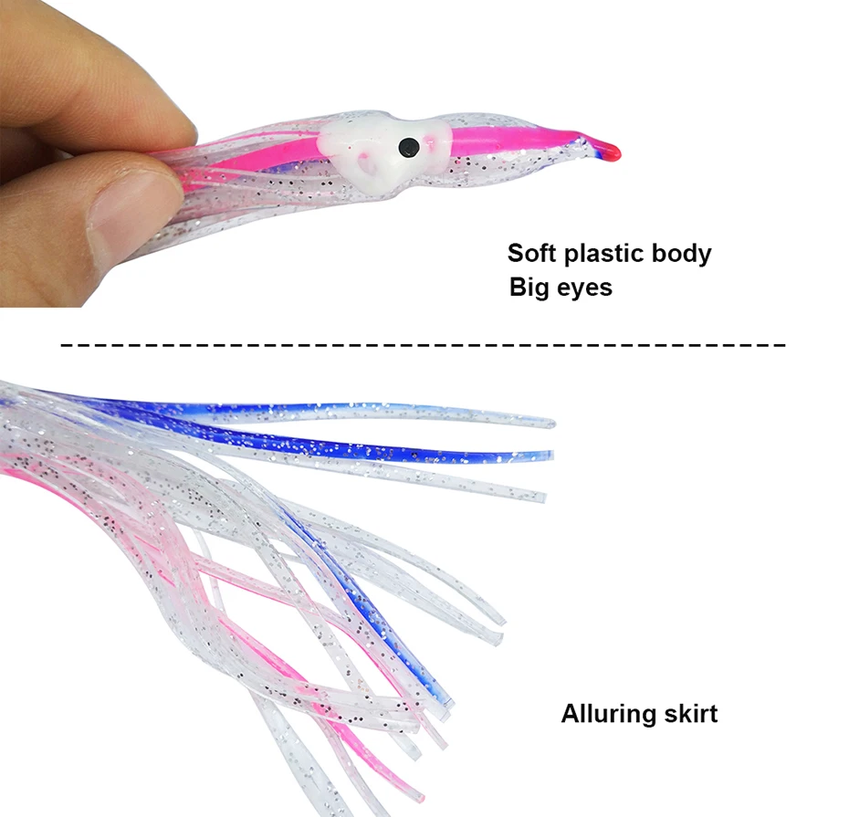 20 Colors 5 Pcs/ Bag 5-15cm  Trolling Lure Soft Plastic Using Octopus Skirts Glow Squids Skirts Fishing Lure Squid Lure
