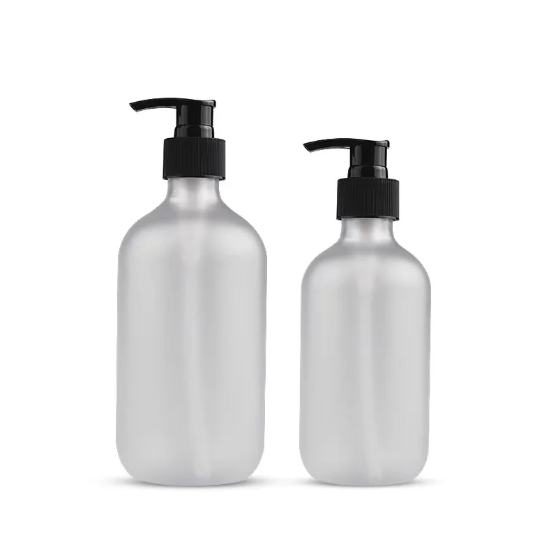 300ml 500ml clear frosted PET plastic empty cosmetic press bottle Plastic Shampoo Bottle with pump lid