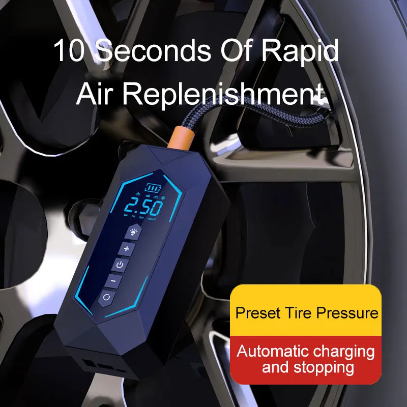 12V Portable Tyre Inflator Mini Rechargeable Cordless 150 PSI Automatic Digital Wireless Electric Car Air Tire Compressor Pump