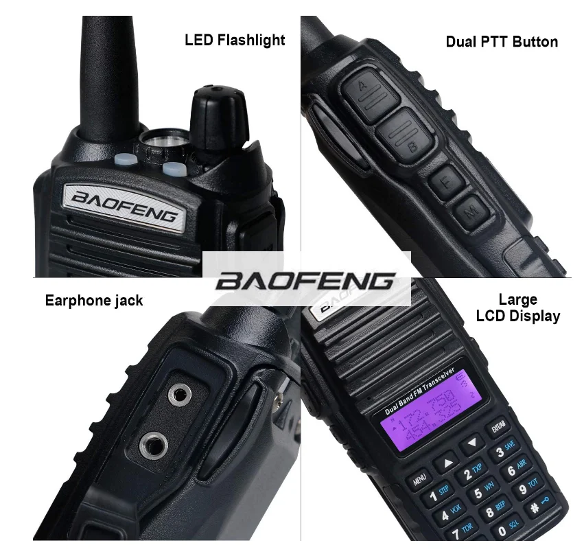 Baofeng High Quality UV-82 8W Walkie Talkie Two Channel Radio Dual PTT Dual Band Radio Receiver UHF VHF 10km Transmitter