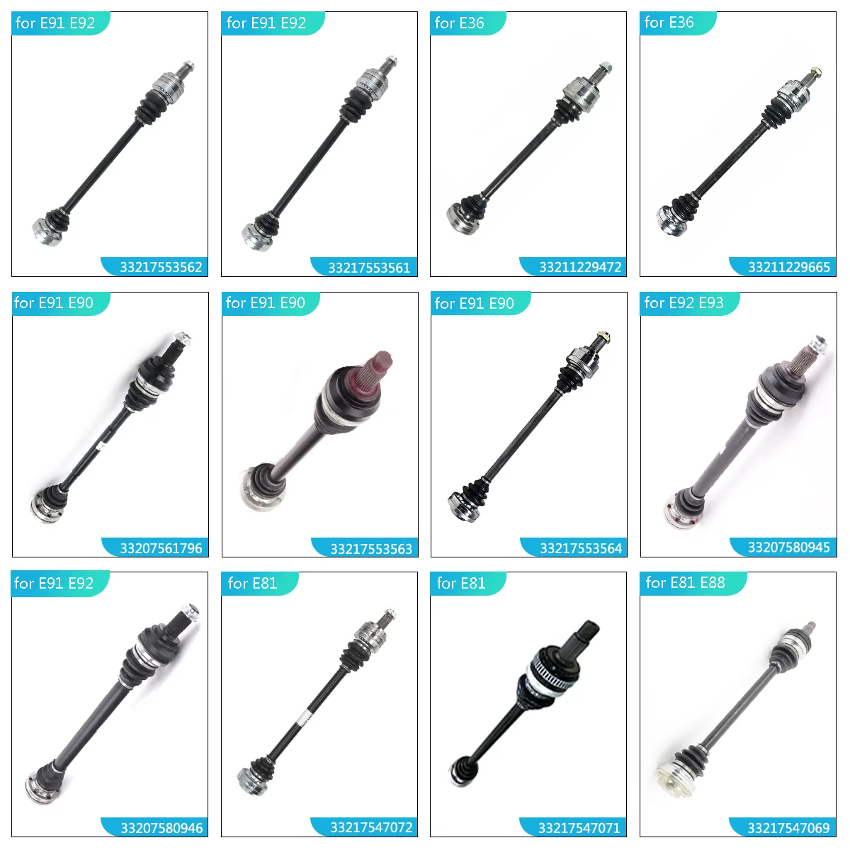 ShungTak Wholesale High Quality Car Auto Parts Front Axle Drive Shaft CV Joint for BMW E46 E85 E86 M 33207839468 33217839466