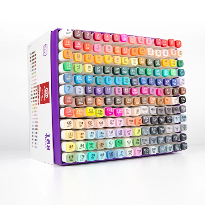 Mobee 168colors alcohol marker painting hot sell colorful dual tip sketch marker supplier price art set non toxic twin marker