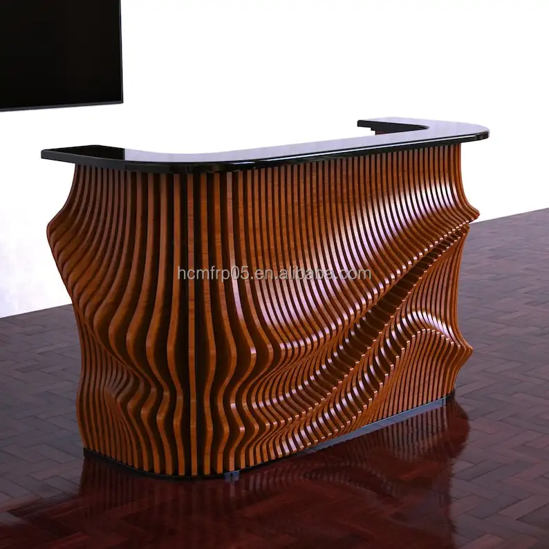 Sales office Solid wood slice reception desk customized exhibition hall reception desk Hotel cashier office building