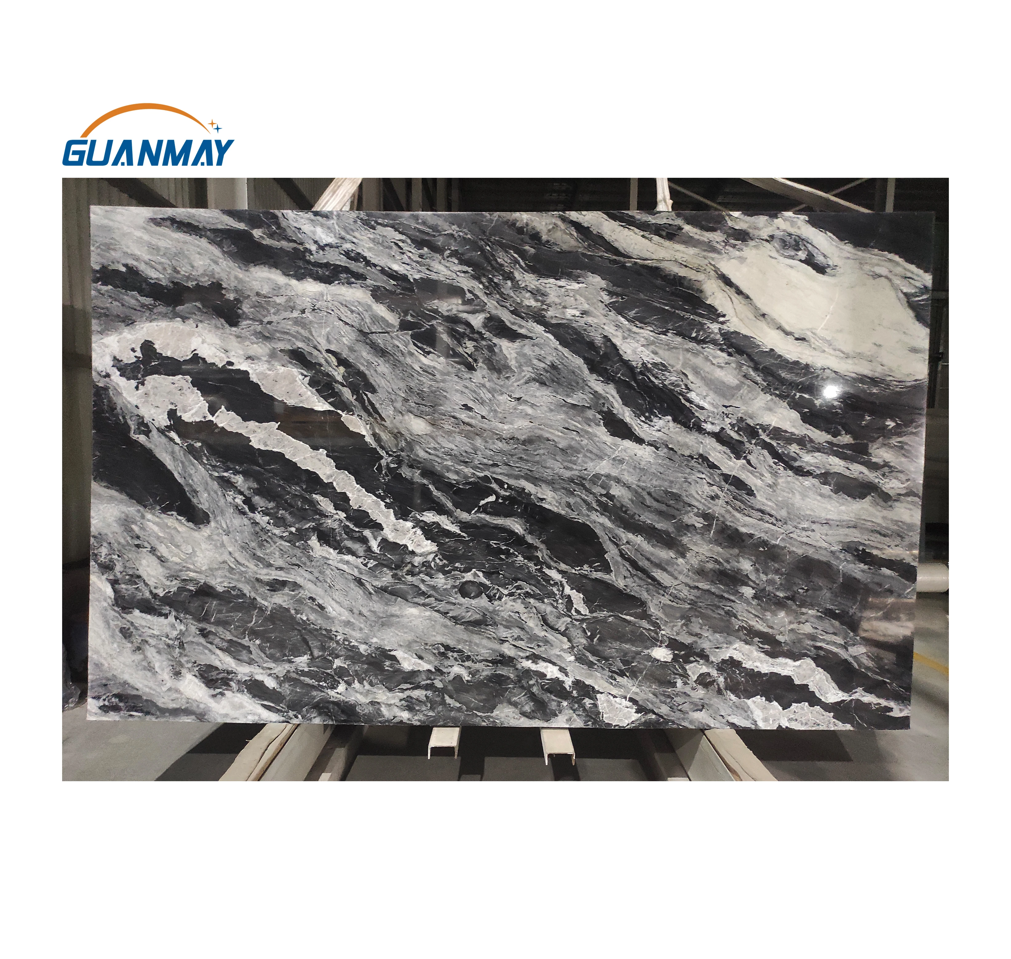 Polished Fantasy Black Marble Fusion White Veins Natural Stone Slabs for Kitchen Table Top Marble Wall Floor
