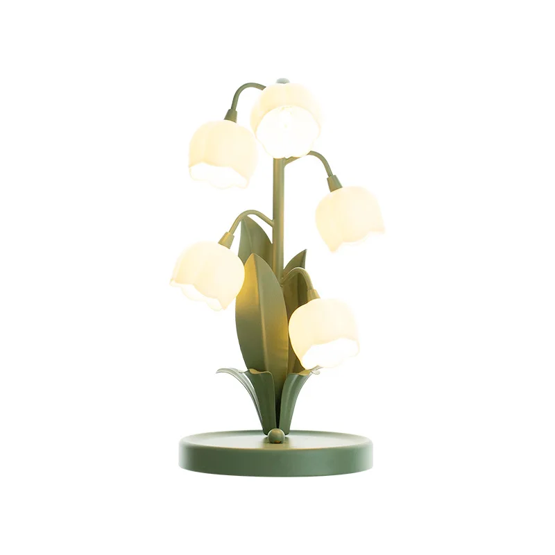 1-Lily of the Valley Светодиодная лампа с теплым белым светом акриловый купольный абажур для спальни