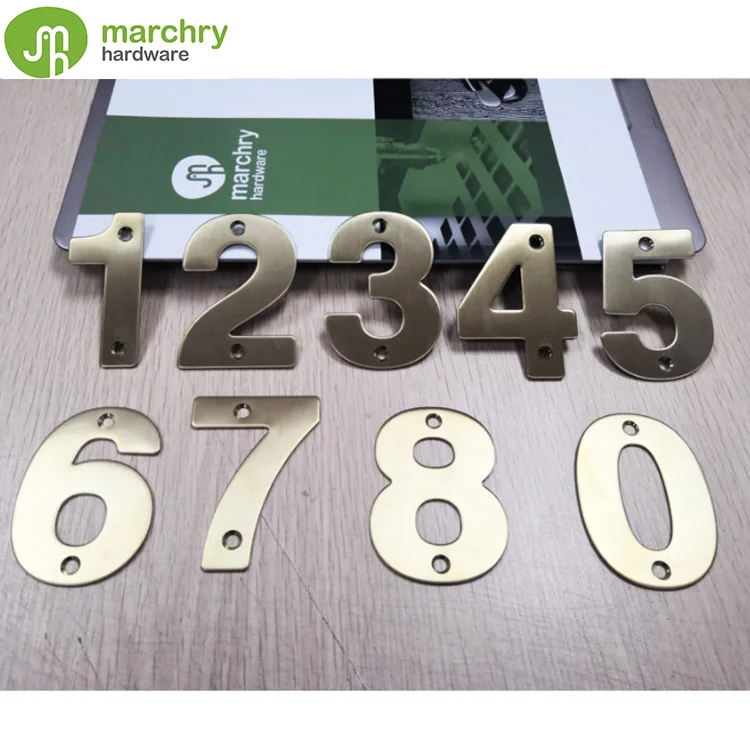 
RTS Fast lead time stainless steel 75mm Golden PVD single Hotel Apartment Office Door number Plate House Number 