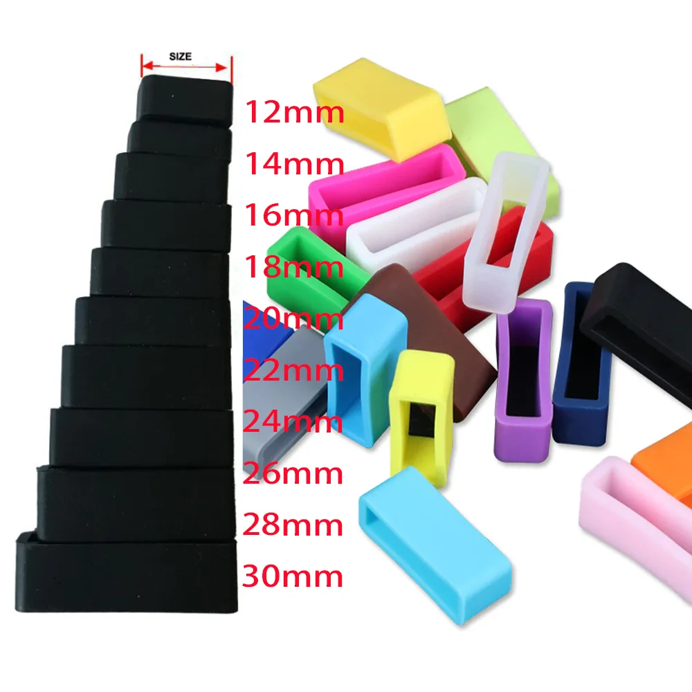 12mm 14mm 16mm 18mm 20mm 22mm 24mm 26mm 28mm 30mm Sillicon Watch Strap Keeper Replacement Holder Ring Rubber Watch Band Loop