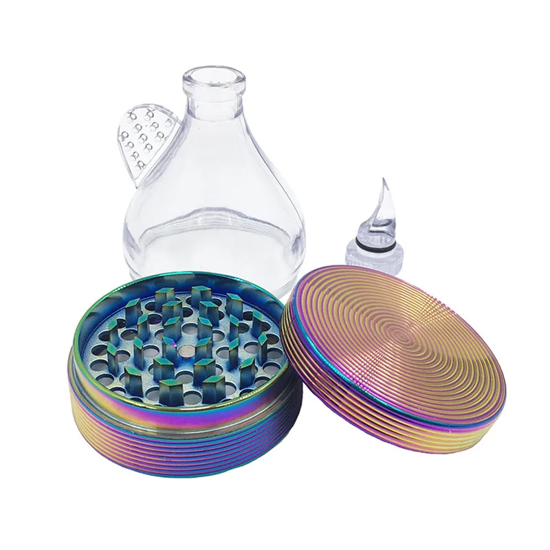 Цветная Воронка с резьбой, измельчитель для табака, трехслойные мельницы Ice Blue 63 мм, цинковый сплав, набор для курения сломанных сигарет