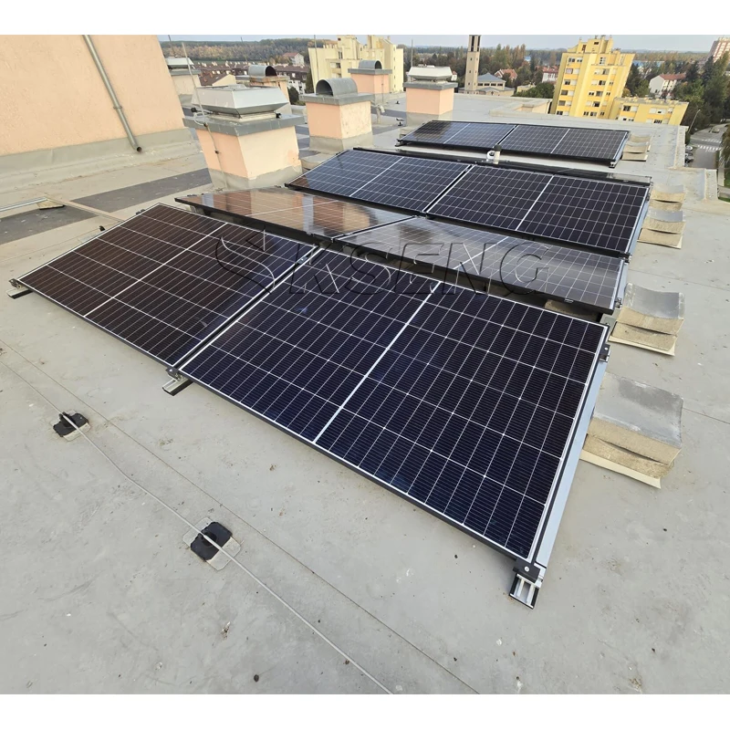 Easy Install Solar Mounting System Roof Top Solar Panels Mounts East West Solar Ballasted Flat Roof Mounting Structure