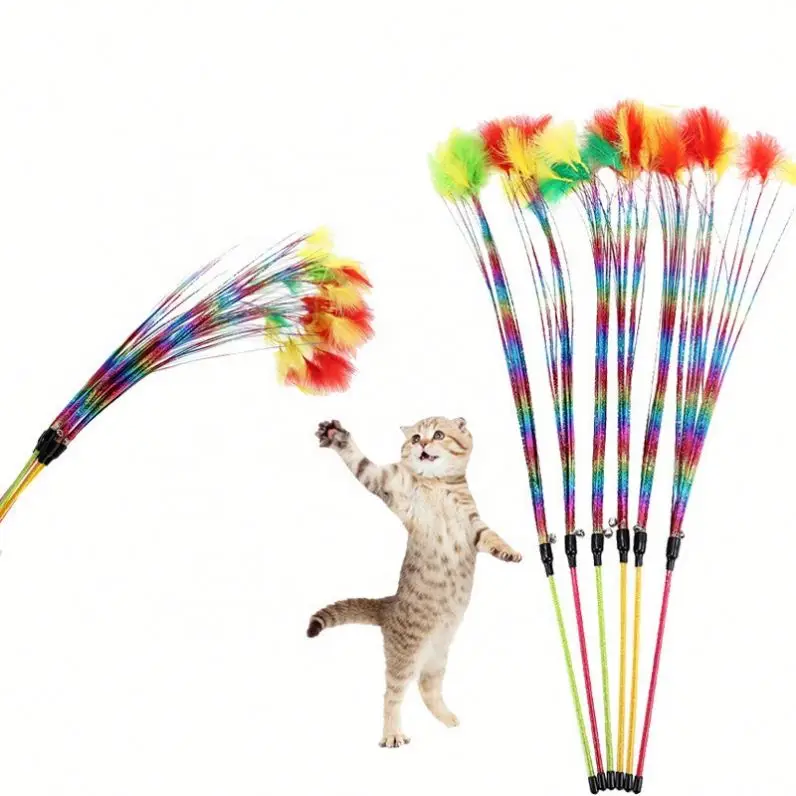 Hot Selling Funny Feather Pet Cat Toys Cat Teaser  Cat Wand Pet Toys Educational Training Pet Toys