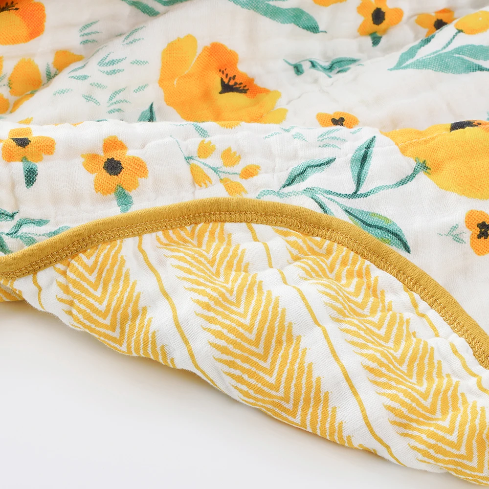 New Stylish Organic Bamboo Fiber Baby Blanket Bamboo Textile Baby Muslin Multi-layer Blankets For Sale