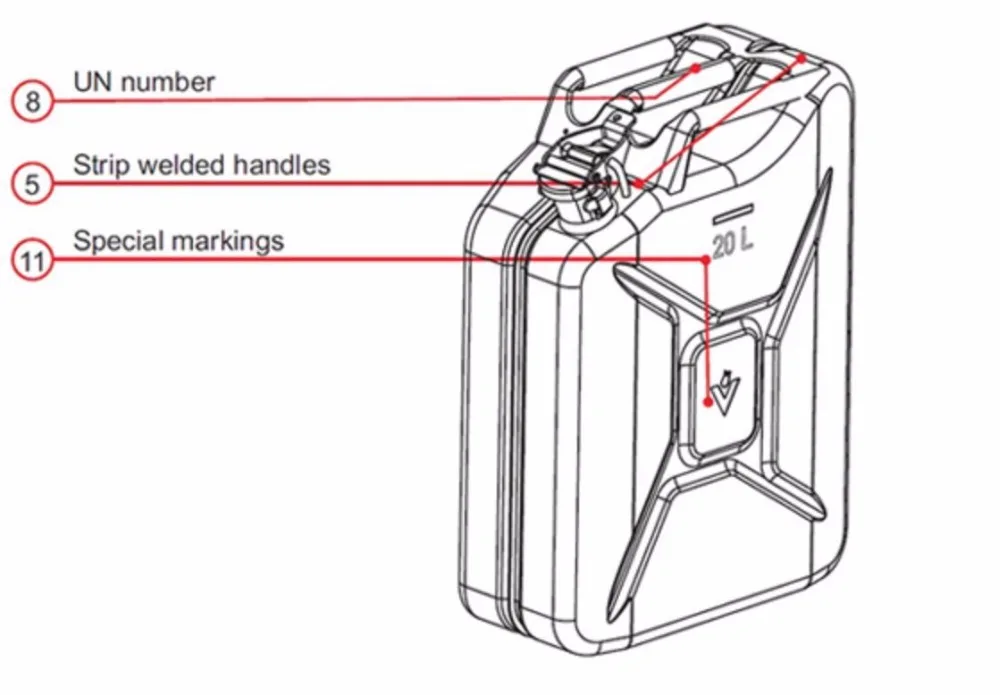 XINQI  outdoor 5 liters 10 liters 20 liters Iron jerry can portable with handle