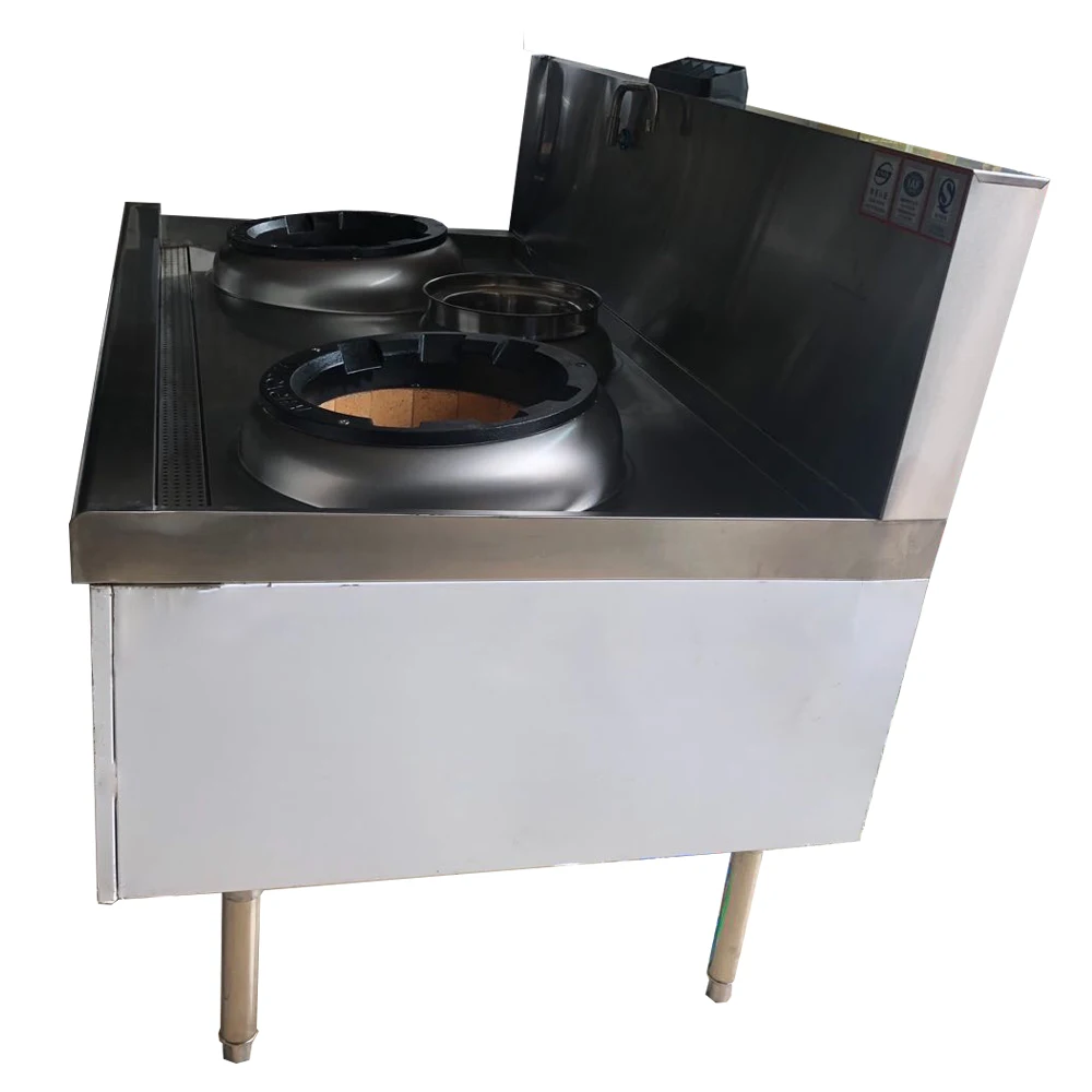 Hotel Restaurant  Hospital School Stainless Steel Kitchen Equipment Chinese 2 Burner Gas Stove