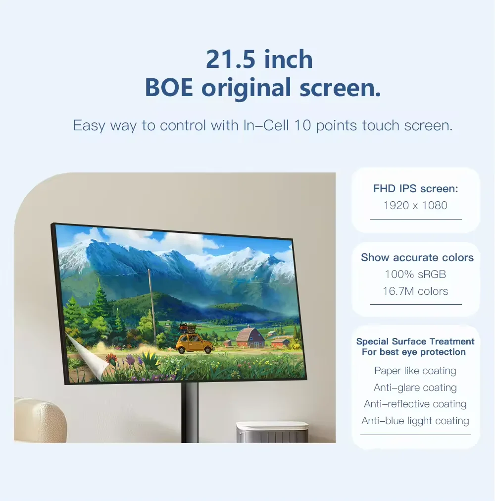 Oem 24 Inch Standing Ips Touch Screen Capacitive Touch Rechargeable Rotatable Moveable Android13.0 Monitor Standby Me Tv