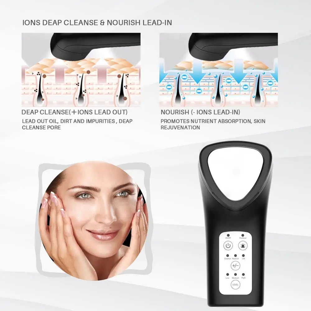 J-style 4 in 1 Photon Therapy LED Facial Skin Lifting Microcurrent Vibration Face Massager Tighten Rechargeable Beauty Device