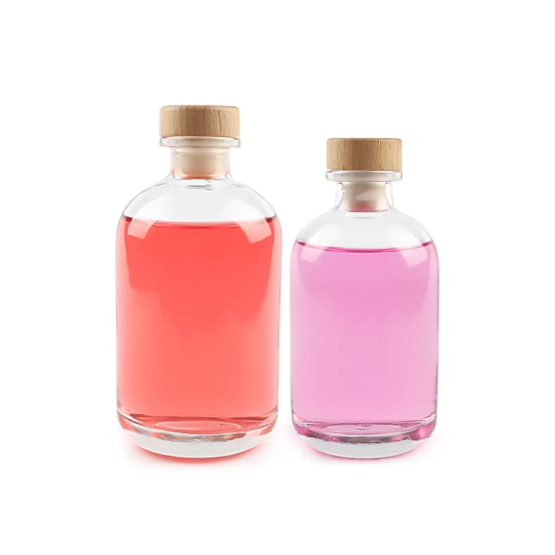 Clear Glass Bottles 12 oz 375ml for Wine Beverages Drinks with Cork Stopper Airtight Lid