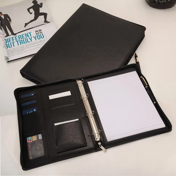 Pu Business Folders Office Stationery Supplies Zipper Insert Multifunction Portable Belt Calculator A4 Folder File Organizer