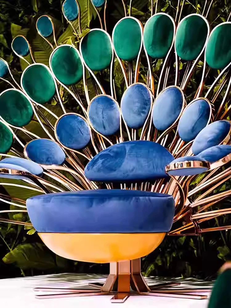 Furnistyle Uncommon Italian European Modern Unique Peacock Design Sofa Single Chair Classic Room Furniture Single Sofa Chair