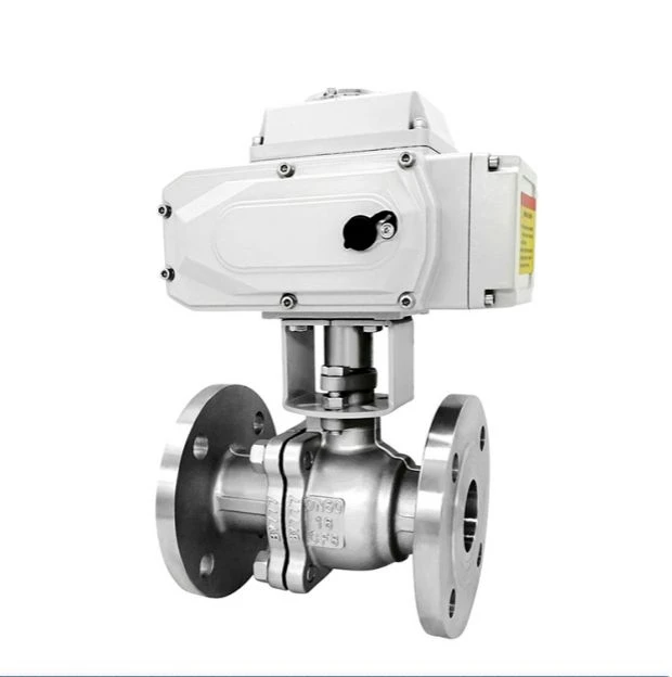 CQATMT  3 PCS stainless steel 316 12V 24V DC 220V DN32 Rotary Electric Actuator ball valve